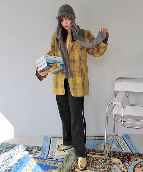 SANSeLF（サンセルフ）の「バラクラバニットフード【SANSeLF】sana24a001（ニットキャップ/ビーニー・レディース・グレー/ホワイト・FREE）」の14枚目の写真