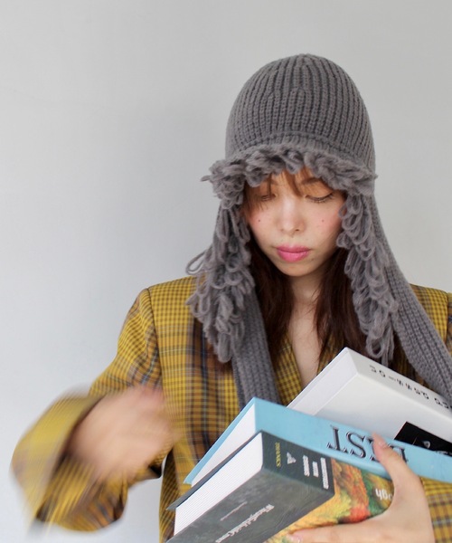 SANSeLF（サンセルフ）の「バラクラバニットフード【SANSeLF】sana24a001（ニットキャップ/ビーニー・レディース・グレー/ホワイト・FREE）」の16枚目の写真