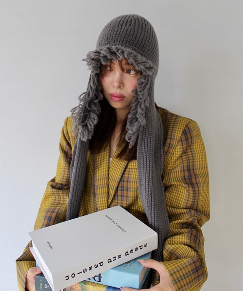 SANSeLF（サンセルフ）の「バラクラバニットフード【SANSeLF】sana24a001（ニットキャップ/ビーニー・レディース・グレー/ホワイト・FREE）」の17枚目の写真