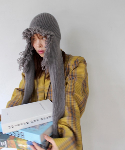 SANSeLF（サンセルフ）の「バラクラバニットフード【SANSeLF】sana24a001（ニットキャップ/ビーニー・レディース・グレー/ホワイト・FREE）」の18枚目の写真