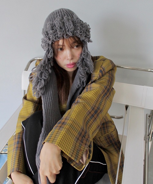 SANSeLF（サンセルフ）の「バラクラバニットフード【SANSeLF】sana24a001（ニットキャップ/ビーニー・レディース・グレー/ホワイト・FREE）」の20枚目の写真