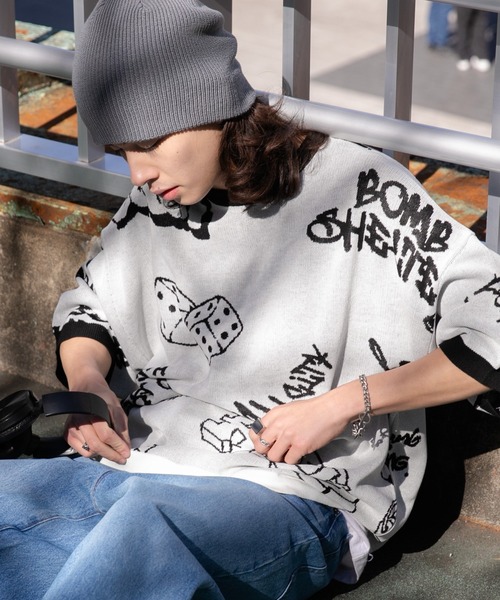 ＰＸＧホワイト/ブラック グラフィックセーター セール】WEGO/ジャガードグラフィックニット（ニット/セーター）｜WEGO