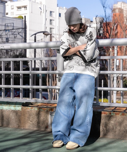 WEGO（ウィゴー）の「WEGO/ジャガードグラフィックニット（ニット/セーター・メンズ・ブラック/ホワイト・LARGE/MEDIUM）」の13枚目の写真