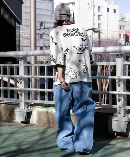 WEGO（ウィゴー）の「WEGO/ジャガードグラフィックニット（ニット/セーター・メンズ・ブラック/ホワイト・LARGE/MEDIUM）」の5枚目の写真