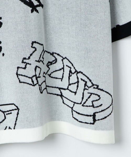 WEGO（ウィゴー）の「WEGO/ジャガードグラフィックニット（ニット/セーター・メンズ・ブラック/ホワイト・LARGE/MEDIUM）」の10枚目の写真