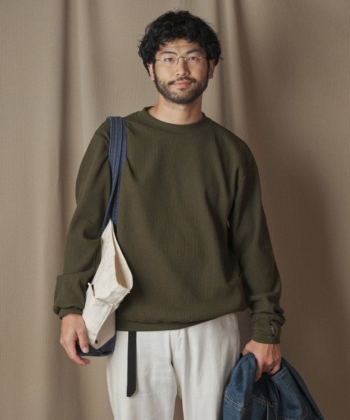 narifuri(ナリフリ)の「マルチワッフルクルーネックスウェット(スウェット・メンズ・ブラック/チョコ/グレー/ホワイト/チャコール/ネイビー/ライトピンク/ダークグレー/オートミール/カーキ/その他4/その他5/ライトグレー/ターコイズブルー・X-LARGE/LARGE/SMALL/MEDIUM/X-SMALL)」の10枚目の写真