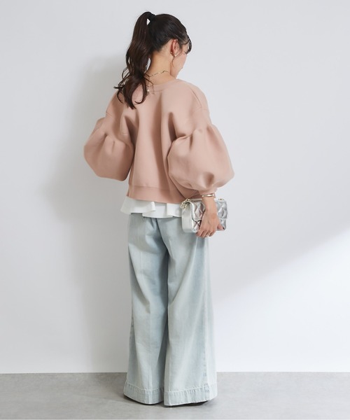 ラブテックボンボン　カーディガン　ピンク 好評ににつき復刻！・前後2WAY】パールぽわんとスリーブニット