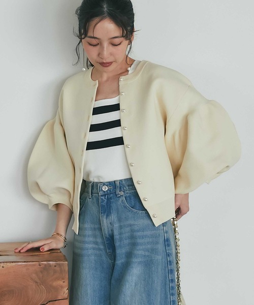 好評ににつき復刻！・前後2WAY】パールぽわんとスリーブニット