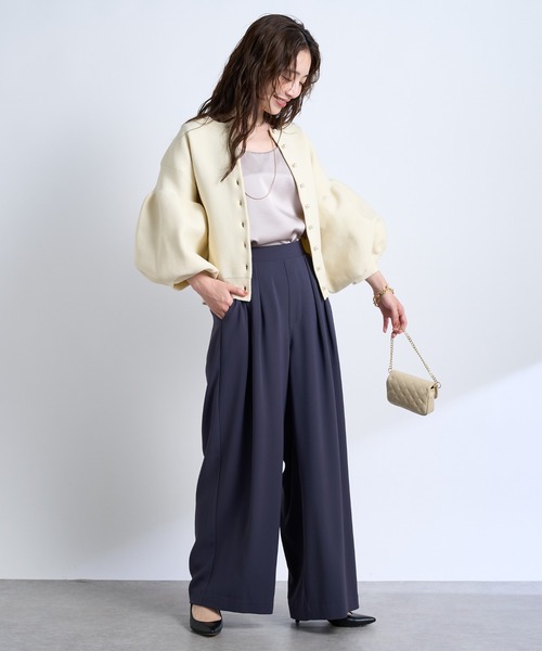 La boutique BonBon パールぽわんとスリーブニットカーディガン セール】【好評ににつき復刻！・前後2WAY】パールぽわんと