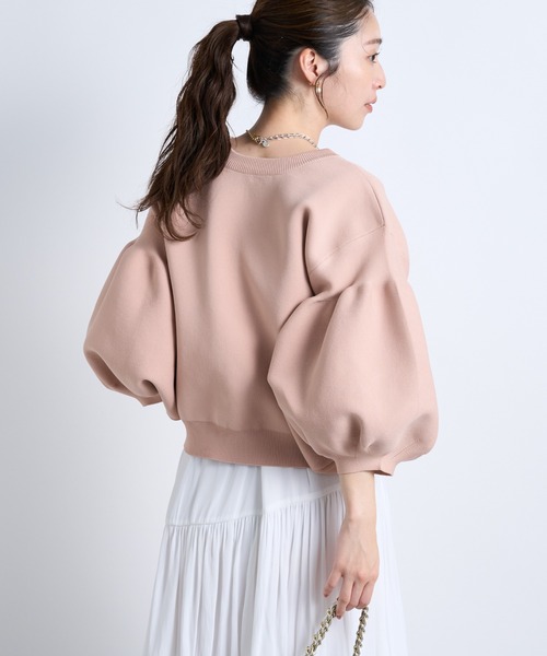 【新品】パールぽわんとスリーブニットカーディガン ラブティックボンボン ホワイト セール】【ZOZO限定カラーあり・再販】パールぽわんとスリーブニット