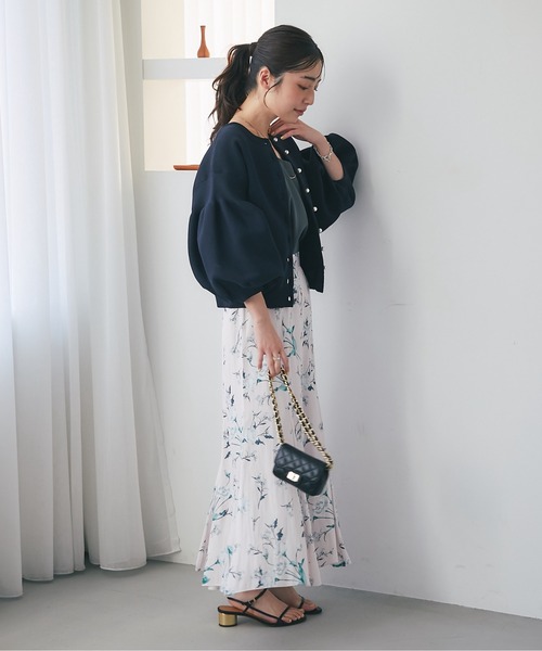 ZOZO限定カラーあり・再販】パールぽわんとスリーブニットカーディガン