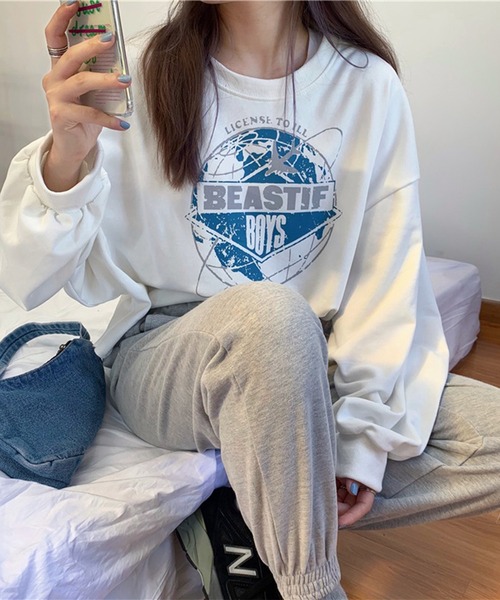 LYEON（リヨン）の「ヴィンテージプリントスウェット/カレッジトレーナー（スウェット・レディース・チャコールグレー/ブルー/オフホワイト・FREE）」の6枚目の写真