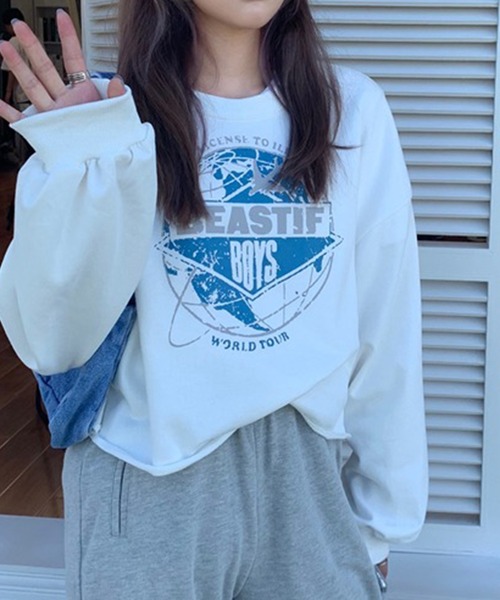 LYEON（リヨン）の「ヴィンテージプリントスウェット/カレッジトレーナー（スウェット・レディース・チャコールグレー/ブルー/オフホワイト・FREE）」の8枚目の写真