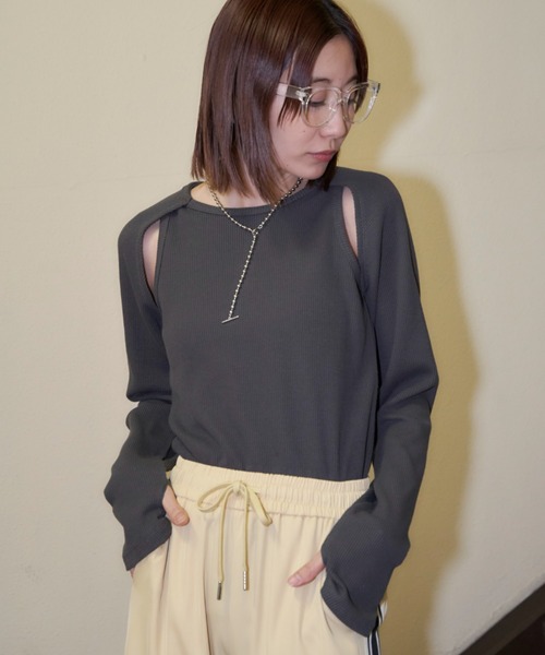 Auntie Rosa Holiday(アンティローザホリデー)の「サーマルスリーブレイヤードプルオーバー(Tシャツ/カットソー・レディース・ブラック/チャコールグレー/ホワイト・FREE)」の20枚目の写真