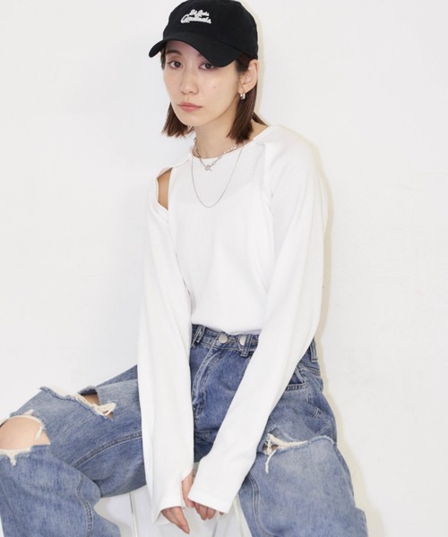 Auntie Rosa Holiday(アンティローザホリデー)の「サーマルスリーブレイヤードプルオーバー(Tシャツ/カットソー・レディース・ブラック/チャコールグレー/ホワイト・FREE)」の9枚目の写真