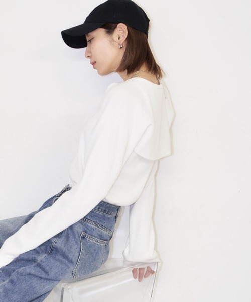 Auntie Rosa Holiday(アンティローザホリデー)の「サーマルスリーブレイヤードプルオーバー(Tシャツ/カットソー・レディース・ブラック/チャコールグレー/ホワイト・FREE)」の12枚目の写真