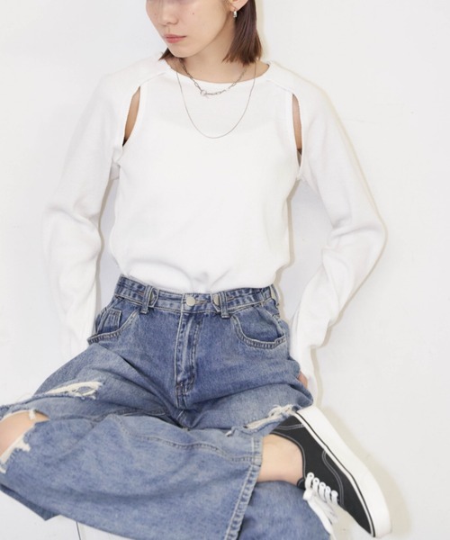Auntie Rosa Holiday(アンティローザホリデー)の「サーマルスリーブレイヤードプルオーバー(Tシャツ/カットソー・レディース・ブラック/チャコールグレー/ホワイト・FREE)」の8枚目の写真