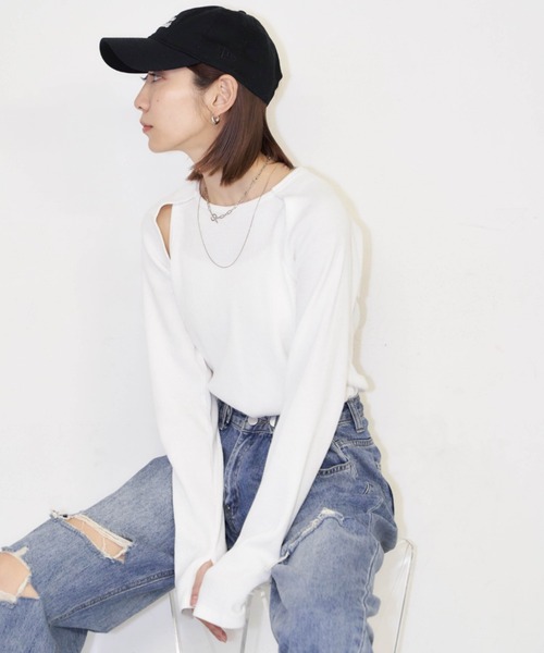 Auntie Rosa Holiday(アンティローザホリデー)の「サーマルスリーブレイヤードプルオーバー(Tシャツ/カットソー・レディース・ブラック/チャコールグレー/ホワイト・FREE)」の10枚目の写真
