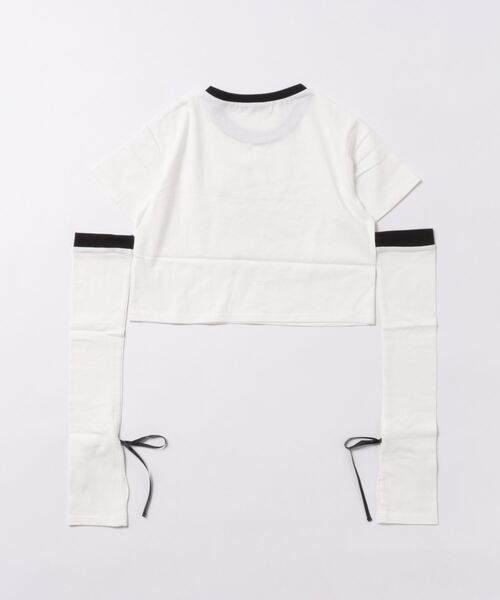 mimi toujours（ミミトゥジュール）の「アームカバー付き ミニTシャツ mimi toujours×emuemu（Tシャツ/カットソー・レディース・カーキ/オフホワイト・M）」の19枚目の写真