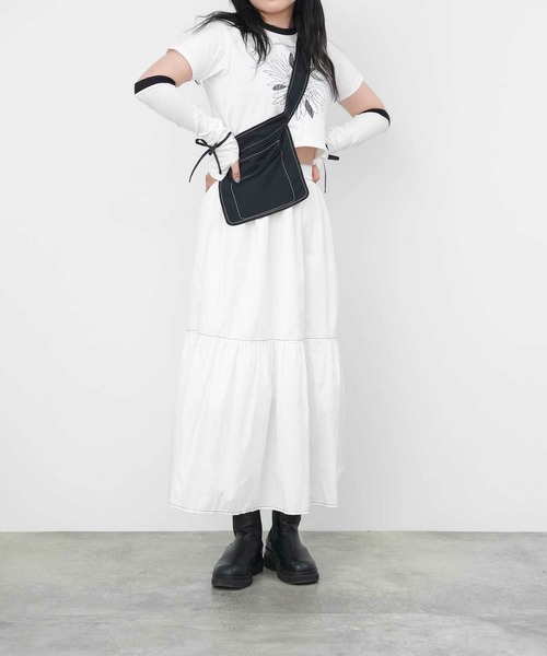 mimi toujours（ミミトゥジュール）の「アームカバー付き ミニTシャツ mimi toujours×emuemu（Tシャツ/カットソー・レディース・カーキ/オフホワイト・M）」の10枚目の写真