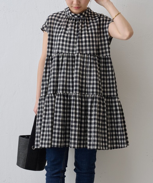 BEARDSLEY（ビアズリー）の「ギンガムチェックティアードブラウス（シャツ/ブラウス・レディース・ブラック・FREE）」の10枚目の写真