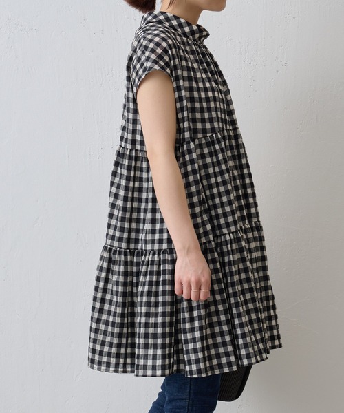 213y*美品 ビアズリー ギンガムチェックティアードブラウス. 213y*美品 ビアズリー ギンガムチェックティアードブラウス