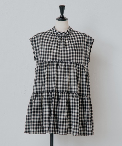 BEARDSLEY（ビアズリー）の「ギンガムチェックティアードブラウス（シャツ/ブラウス・レディース・ブラック・FREE）」の4枚目の写真