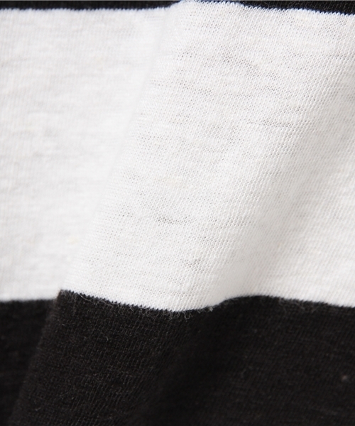CIAOPANIC(チャオパニック)の「【Ciaopanic】 綿麻ボーダーオフショルダーTee(Tシャツ/カットソー・レディース・ホワイト/ネイビー・FREE)」の9枚目の写真