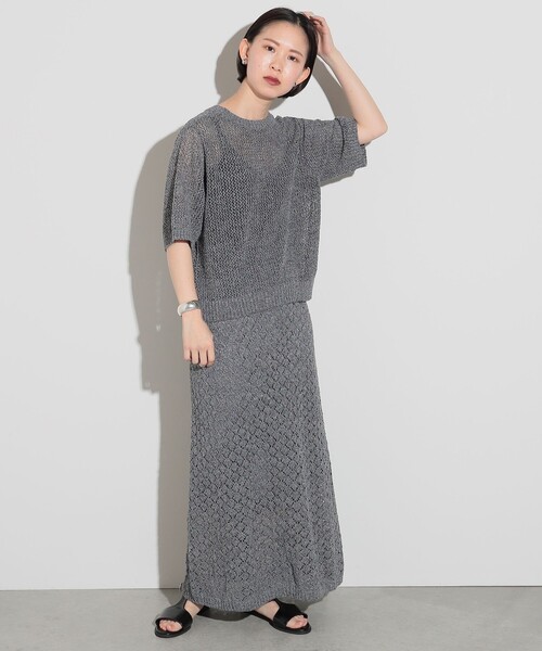 BEAMS HEART(ビームスハート)の「BEAMS HEART / ラメニット ロングスカート(スカート・レディース・グレー/ベージュ・FREE)」の7枚目の写真