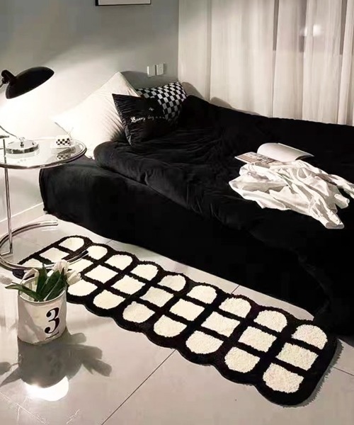 Ein（アイン）の「Ein/モノトーン レクタングル ラグ（ラグ/マット・レディース・ブラック系4/ブラック系2/ブラック系3/ブラック系1・FREE）」の4枚目の写真