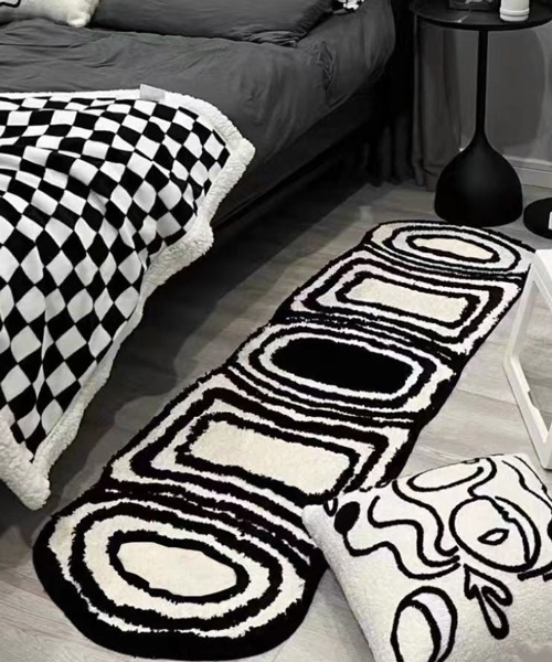 Ein（アイン）の「Ein/モノトーン レクタングル ラグ（ラグ/マット・レディース・ブラック系4/ブラック系2/ブラック系3/ブラック系1・FREE）」の9枚目の写真