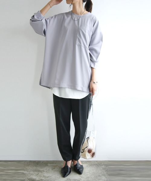 and it_（アンドイット）の「防汚加工ユニセックス長袖プルオーバー（Tシャツ/カットソー・レディース・ベージュ/ネイビー/オフホワイト/グレー・M/L/LL）」の5枚目の写真