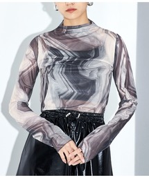 Settimissimo | メッシュ ニュアンス柄 ボトルネック プルオーバー(Tシャツ/カットソー)