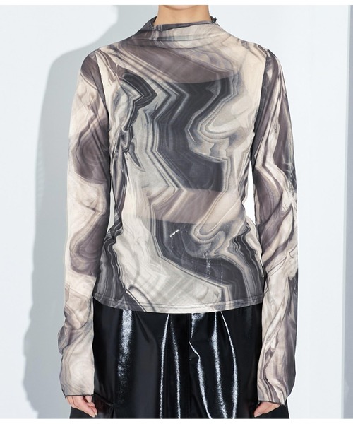 Settimissimo（セッティミッシモ）の「メッシュ ニュアンス柄 ボトルネック プルオーバー（Tシャツ/カットソー・レディース・ダークグレー/グリーン・FREE）」の21枚目の写真