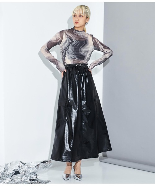 Settimissimo（セッティミッシモ）の「メッシュ ニュアンス柄 ボトルネック プルオーバー（Tシャツ/カットソー・レディース・ダークグレー/グリーン・FREE）」の9枚目の写真