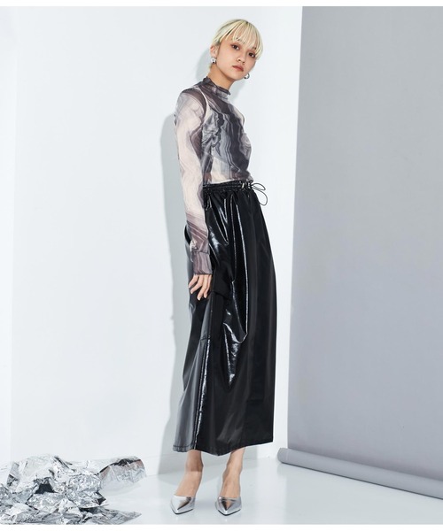 Settimissimo（セッティミッシモ）の「メッシュ ニュアンス柄 ボトルネック プルオーバー（Tシャツ/カットソー・レディース・ダークグレー/グリーン・FREE）」の10枚目の写真