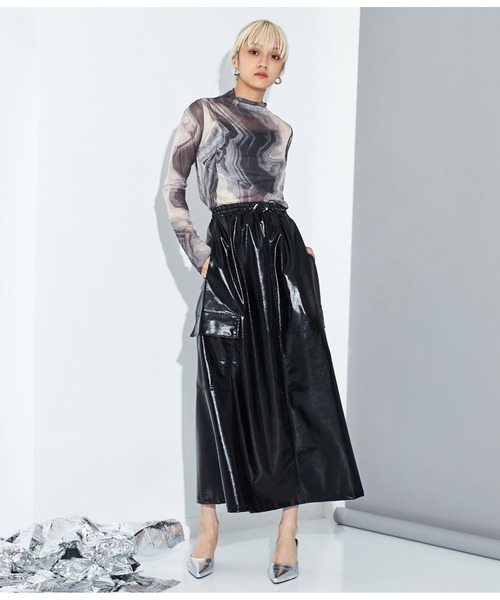 Settimissimo（セッティミッシモ）の「メッシュ ニュアンス柄 ボトルネック プルオーバー（Tシャツ/カットソー・レディース・ダークグレー/グリーン・FREE）」の11枚目の写真