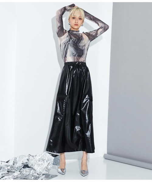 Settimissimo（セッティミッシモ）の「メッシュ ニュアンス柄 ボトルネック プルオーバー（Tシャツ/カットソー・レディース・ダークグレー/グリーン・FREE）」の12枚目の写真