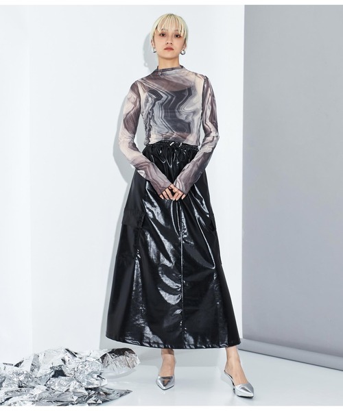 Settimissimo（セッティミッシモ）の「メッシュ ニュアンス柄 ボトルネック プルオーバー（Tシャツ/カットソー・レディース・ダークグレー/グリーン・FREE）」の13枚目の写真