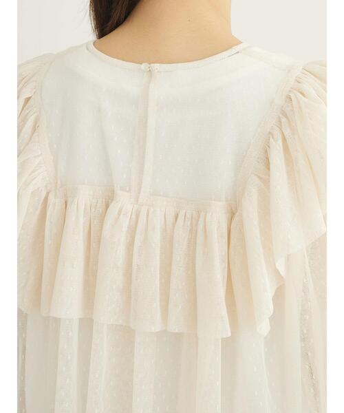 ESCAR（エスカー）の「■ESCAR　ドットチュールフレアヨークプルオーバー（Tシャツ/カットソー・レディース・ブラック/アイボリー・FREE）」の15枚目の写真