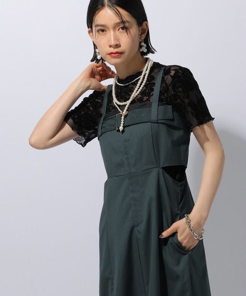 HARE（ハレ）の「ベルトデザインジャンスカ(HARE)（ワンピース・レディース・ブラック/グリーン・FREE）」の10枚目の写真