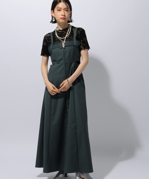 HARE（ハレ）の「ベルトデザインジャンスカ(HARE)（ワンピース・レディース・ブラック/グリーン・FREE）」の12枚目の写真