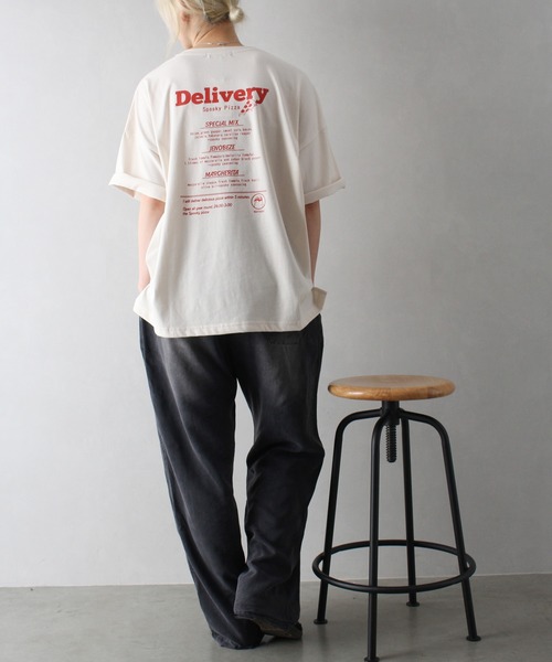SpRay(スプレイ)の「PIZZA おばけ半袖Tシャツ(Tシャツ/カットソー・レディース・オフホワイト/ブルー/アイボリー/ブラック/オートミール・FREE)」の7枚目の写真