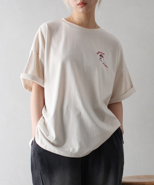 SpRay(スプレイ)の「PIZZA おばけ半袖Tシャツ(Tシャツ/カットソー・レディース・オフホワイト/ブルー/アイボリー/ブラック/オートミール・FREE)」の13枚目の写真