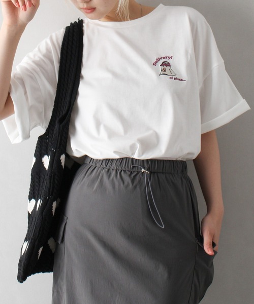 SpRay(スプレイ)の「PIZZA おばけ半袖Tシャツ(Tシャツ/カットソー・レディース・オフホワイト/ブルー/アイボリー/ブラック/オートミール・FREE)」の18枚目の写真
