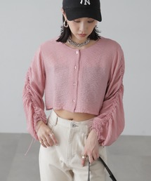 ◆［WEB限定］袖ドロストギャザーボレロ