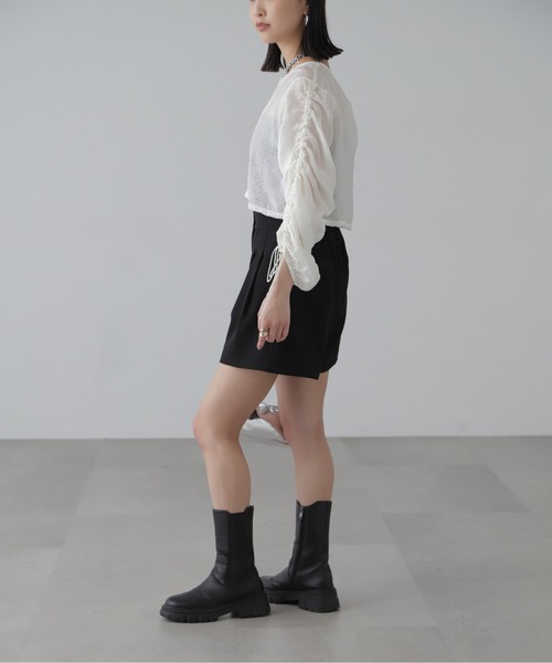 FREE'S MART（フリーズマート）の「◆［WEB限定］袖ドロストギャザーボレロ（カーディガン/ボレロ・レディース・ブラック/グレー/ホワイト/ピンク・FREE）」の7枚目の写真