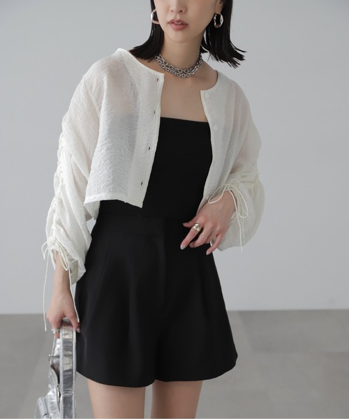 FREE'S MART（フリーズマート）の「◆［WEB限定］袖ドロストギャザーボレロ（カーディガン/ボレロ・レディース・ブラック/グレー/ホワイト/ピンク・FREE）」の14枚目の写真