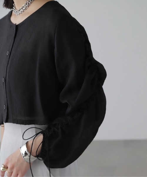 FREE'S MART（フリーズマート）の「◆［WEB限定］袖ドロストギャザーボレロ（カーディガン/ボレロ・レディース・ブラック/グレー/ホワイト/ピンク・FREE）」の18枚目の写真