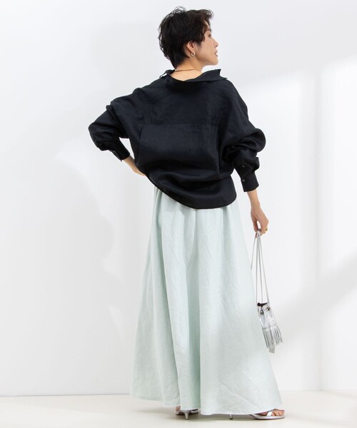 NOLLEY’S（ノーリーズ）の「リネンバイヤスマキシスカート（スカート・レディース・ブラック/ベージュ/ネイビー/ミント/サーモンピンク・1/2）」の11枚目の写真